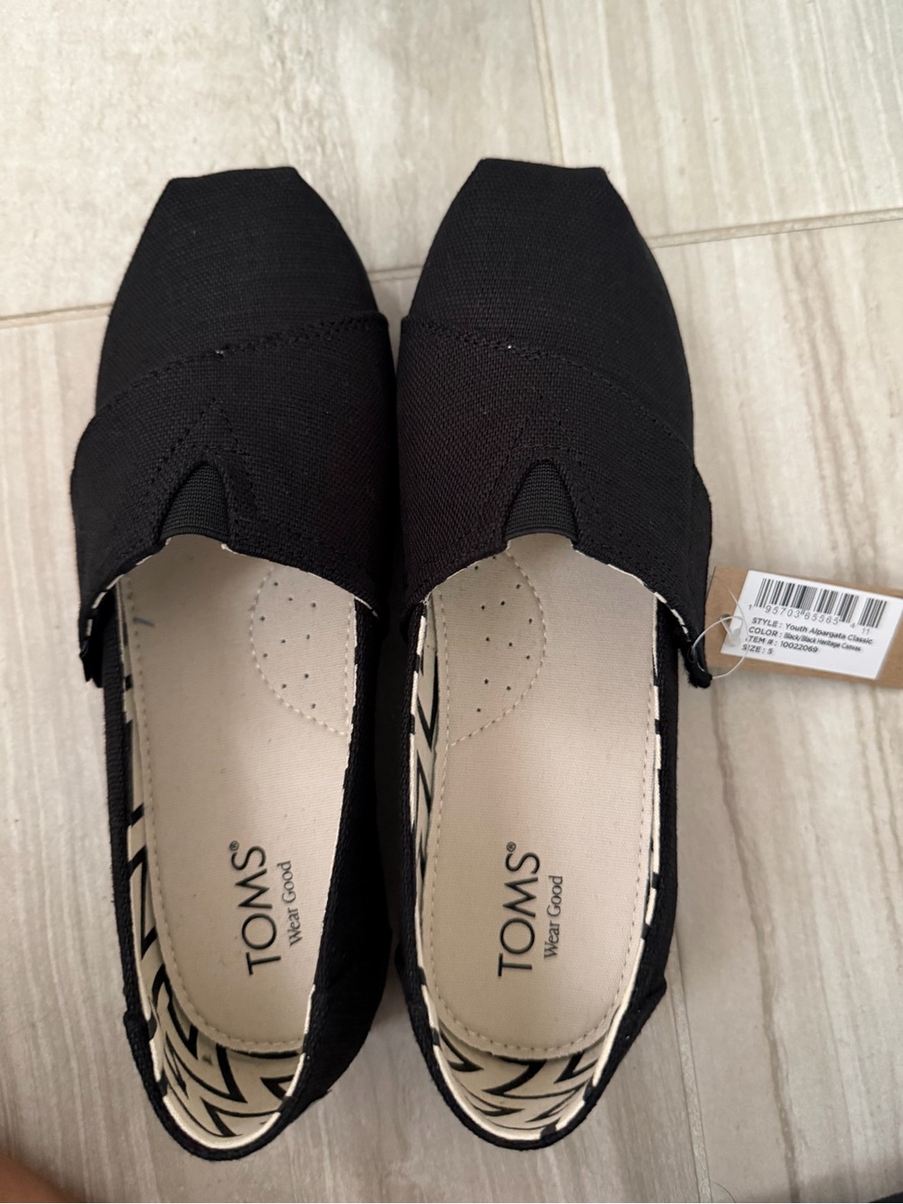 TOMS Alpargata Classic black Slip-On Flats - kids size 5